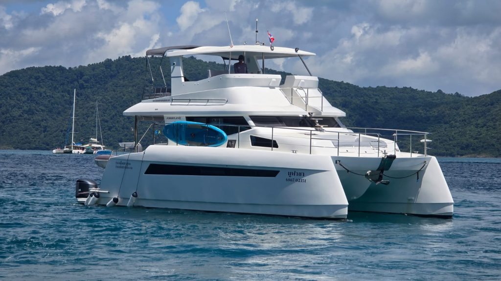 Guests aboard the MUFASA catamaran during a Phuket charter